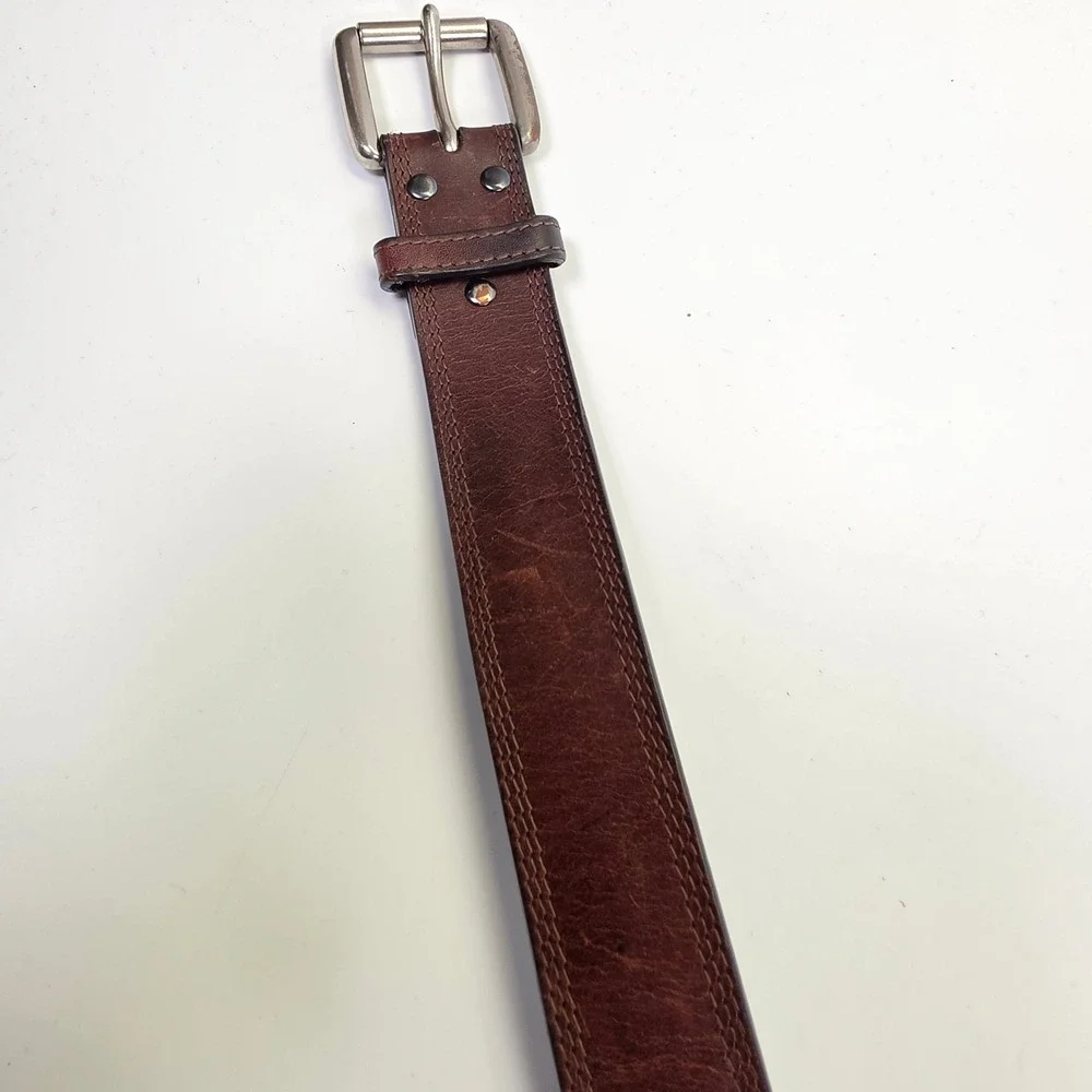 Ariat Belt Men's 36 Brown Black Leather Western Workwear Silver Buckle Cowboy